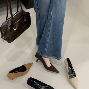 Women's High Heel Shoes 2025 Spring Autumn New Style Fairy Thin Heel Pointed Toe Low Heel Single Shoes