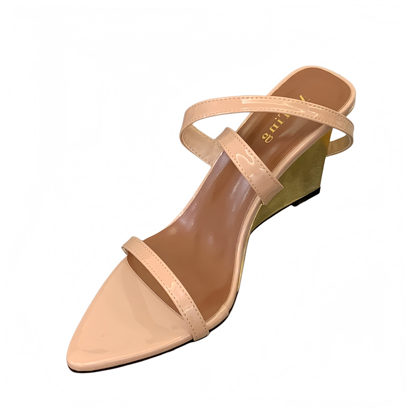 2026 Summer New Style Pointed Toe Open Toe High Heel Sandals for Women with Platform Wedge and Ankle Strap - Image 5
