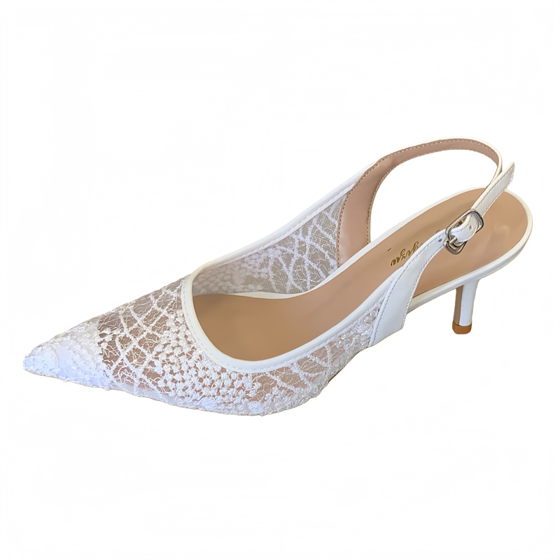 Fortune One Foot Mesh High Heel Sandals 2026 Autumn New Lace Pointed Toe Sexy Closed Toe One-Strap High Heels - Image 5