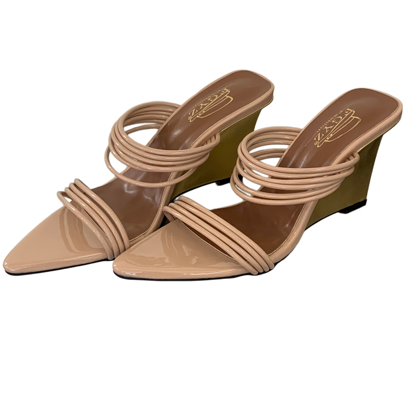 Women's Elegant Gold Wedge Heel Sandals Open Toe Strappy Slippers Summer 2026 - Image 5